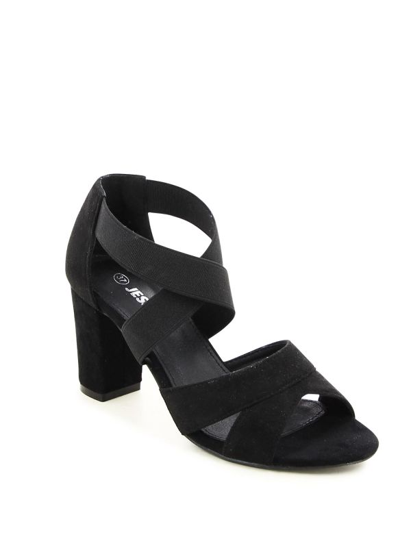 סנדלי עקב עם רצועות גומי לנשים