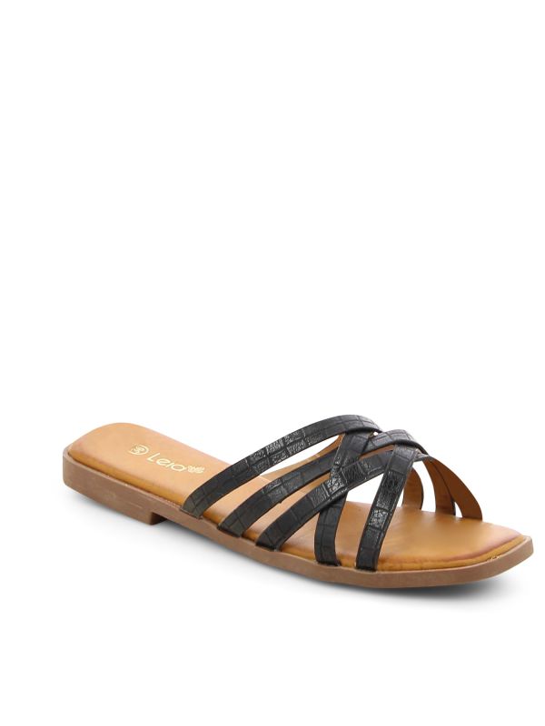 כפכפי רצועות מוצלבות דוגמת נחש לנשים