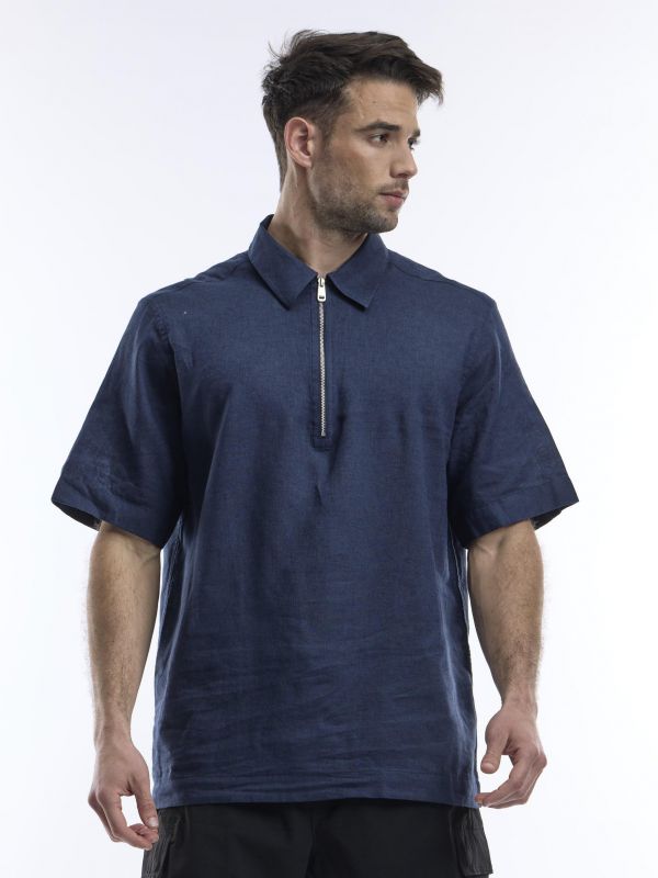 חולצת פולו קצרה עם רוכסן