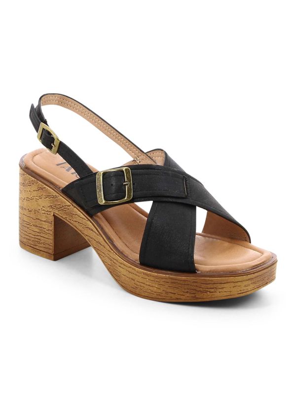 סנדלי עקב לנשים עם רצועות מוצלבות