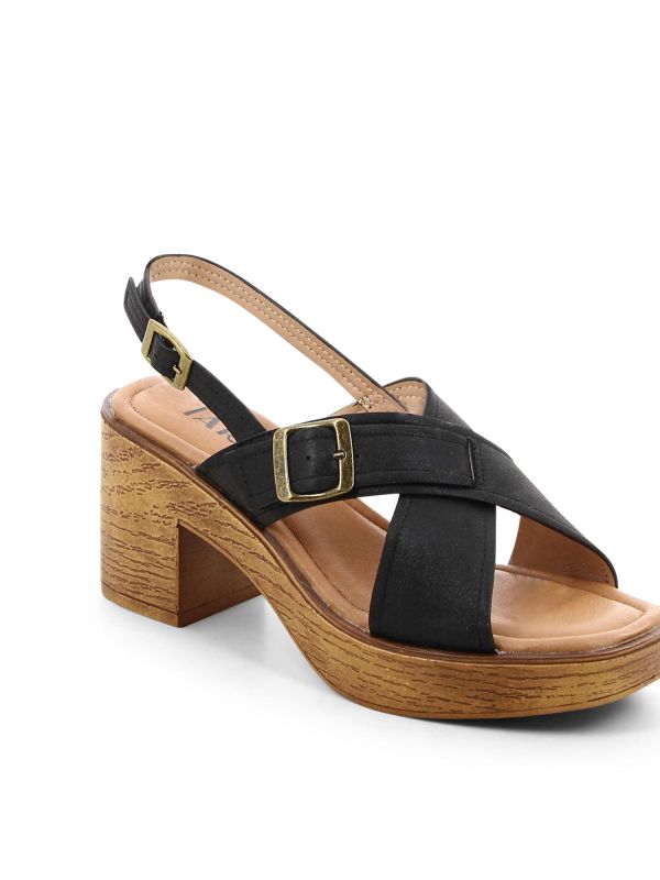 סנדלי עקב לנשים עם רצועות מוצלבות