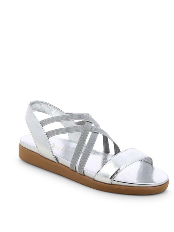 סנדלים מטאליים עם רצועות שתי וערב לנשים