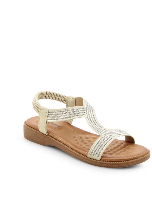 סנדלים שטוחים עם אבנים לנשים