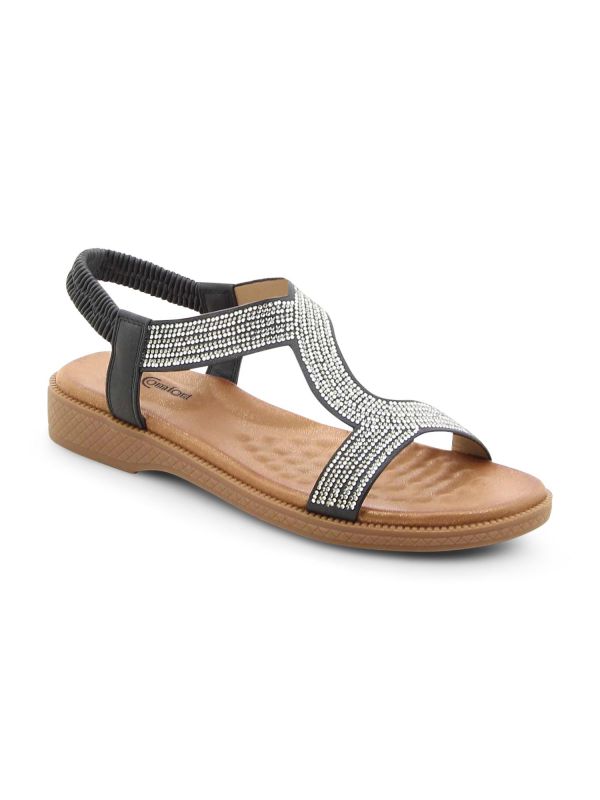 סנדלים שטוחים עם אבנים לנשים