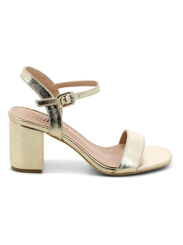 סנדלי עקב מוזהבים לנשים