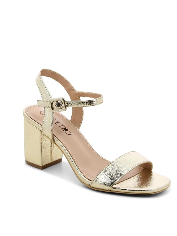 סנדלי עקב מוזהבים לנשים