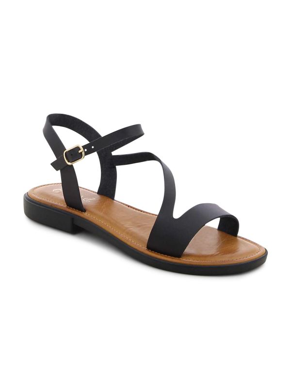 סנדלים שטוחים עם רצועה אלכסונית לנשים