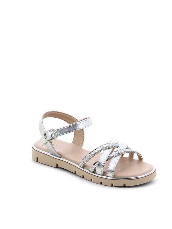 סנדלים מטאליים עם סוליית טרקטור לילדות