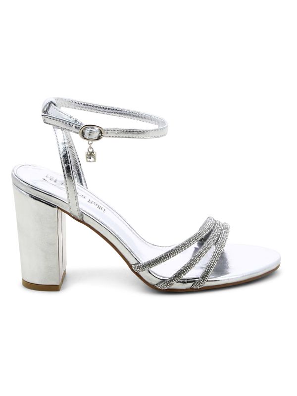 סנדלי עקב עם רצועות מנצנצות