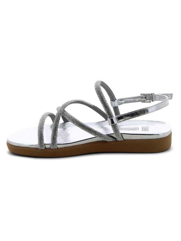 סנדלי נשים שטוחים עם רצועות מנצנצות