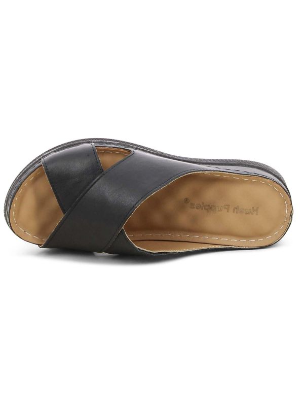 כפכפי נשים עם עקב פלטפורמה ורצועת איקס