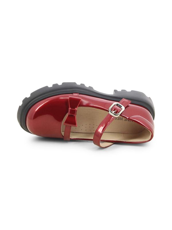 נעלי בובה מבריקות עם סוליית טרקטור לילדות