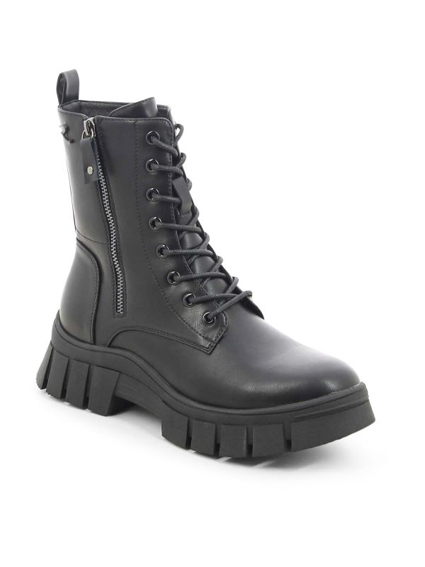 מגפוני נשים עם שרוכים וסוליית טרקטור