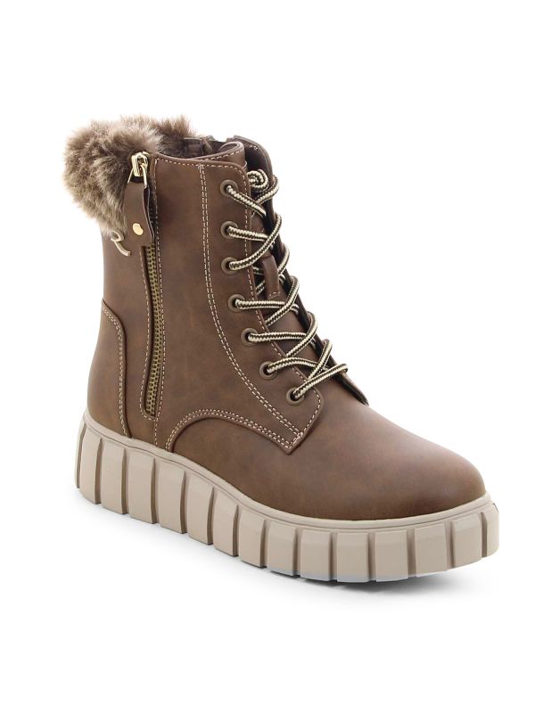 מגפוני נשים עם שרוכים וסוליית טרקטור