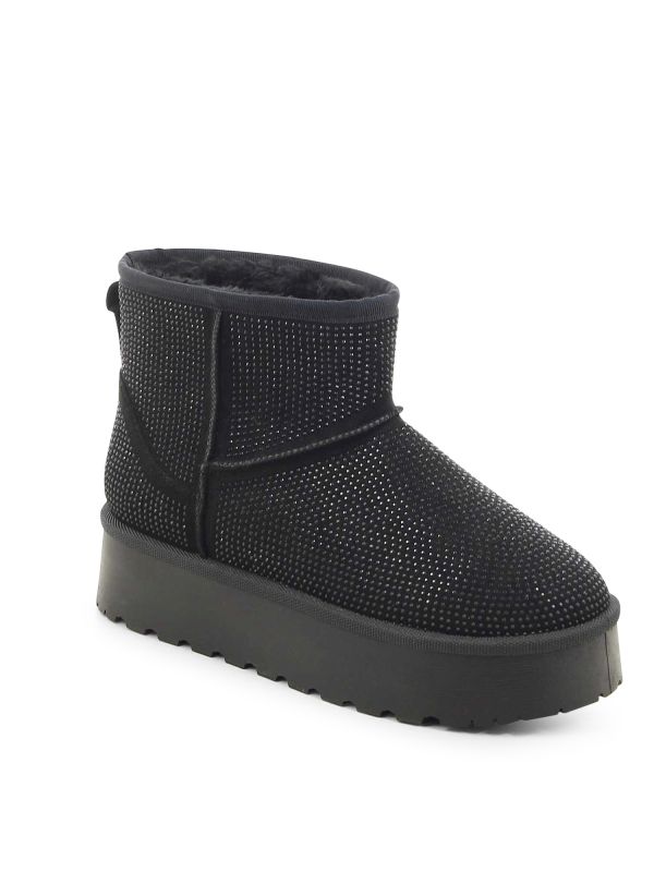 מגפוני נשים עם ניטים מוזהבים ופרווה