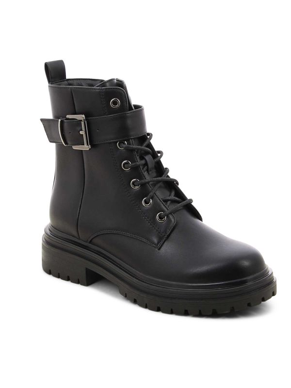 מגפוני נשים צבאיים עם אבזם מוזהב