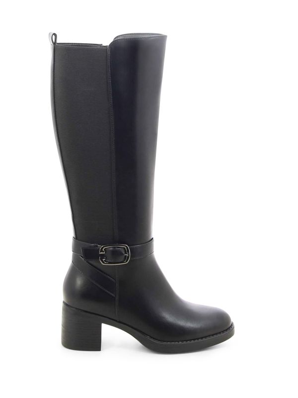 מגפי רכיבה לנשים עם אבזם ועקב עבה