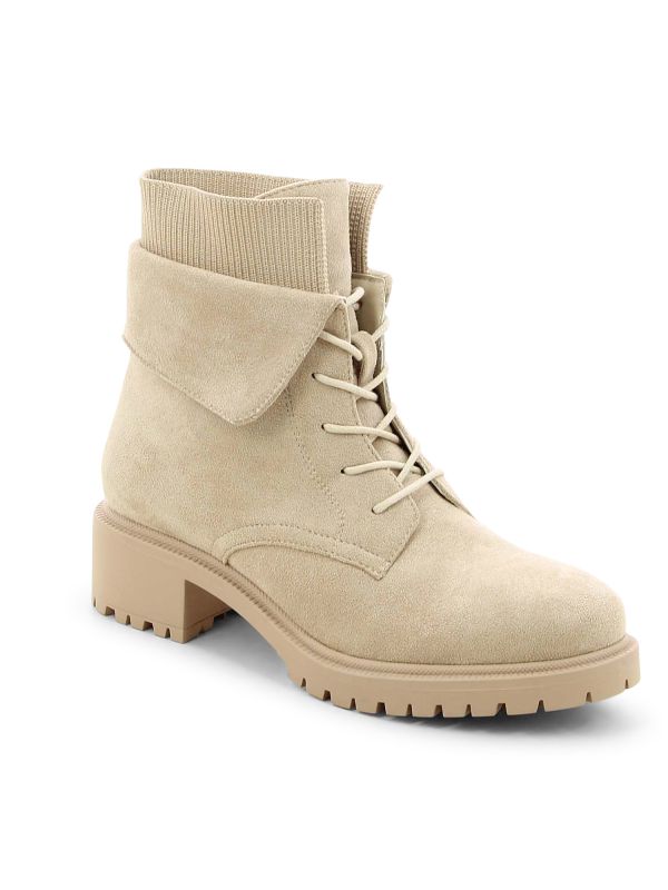 מגפוני נשים בסטייל צבאי עם בד ריב