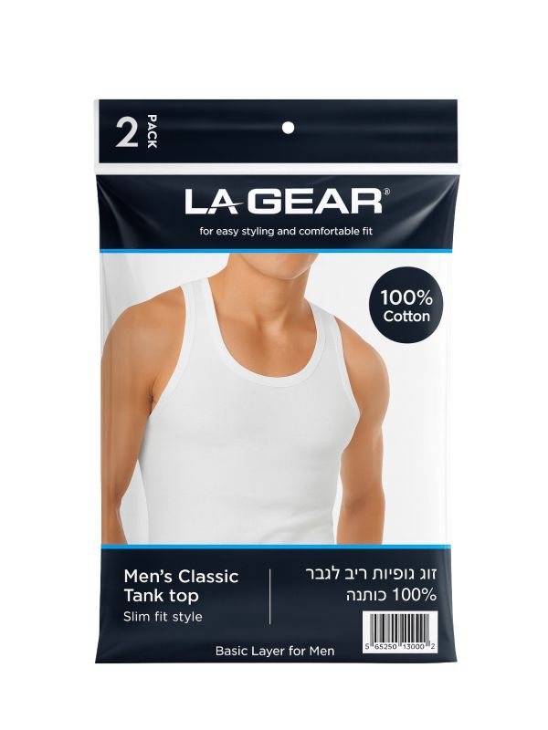 זוג גופיות ריב חלק פסים גבר