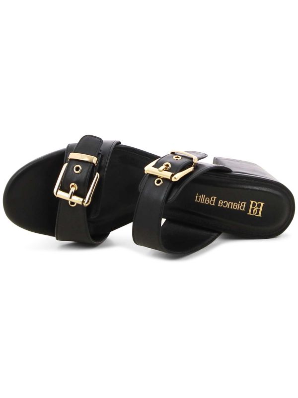 סנדלי עקב רצועות קש לנשים