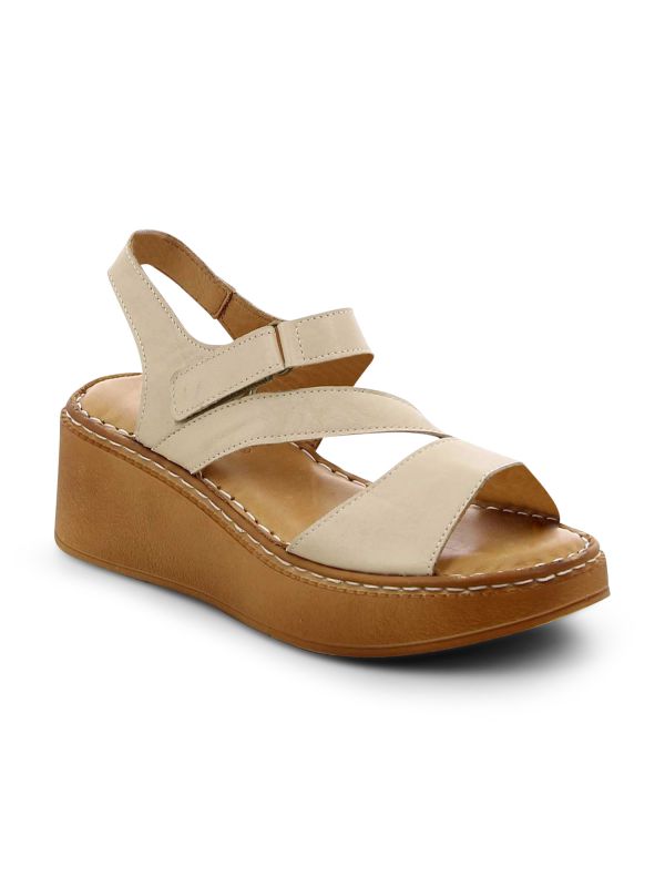 סנדלי רצועה אלכסונית עם עקב רוקי לנשים