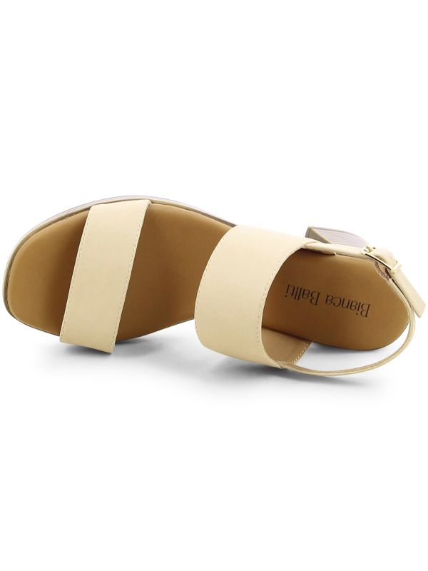 סנדלי עקב עם רצועות עבות לנשים