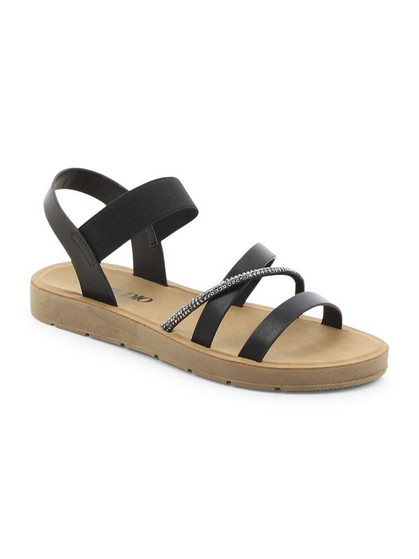 סנדלי רצועות מוצלבות עם אבנים לנשים