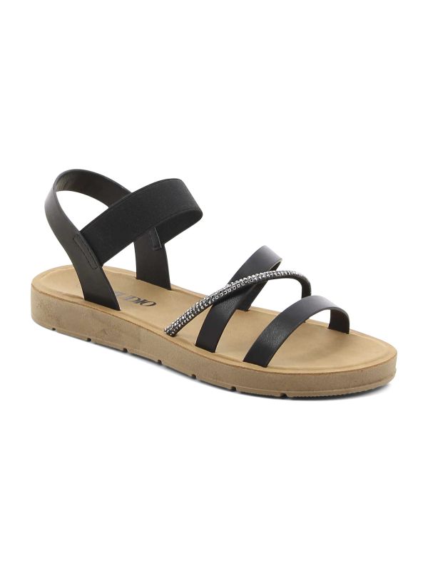 סנדלי רצועות מוצלבות עם אבנים לנשים