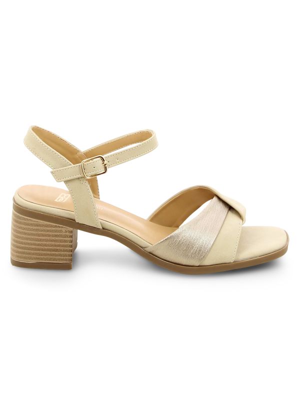 סנדלי עקב עץ עם רצועה מוצלבת לנשים