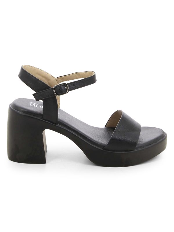 סנדלי עקב עץ עם הגבהה קדמית לנשים