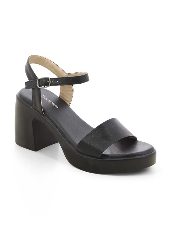 סנדלי עקב עץ עם הגבהה קדמית לנשים