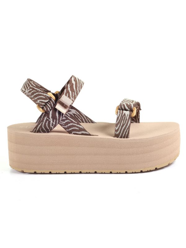 סנדלי שורש דוגמת סהרה זברה לנשים