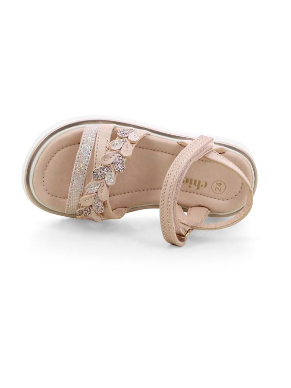 סנדלי רצועות דוגמת לבבות לילדות