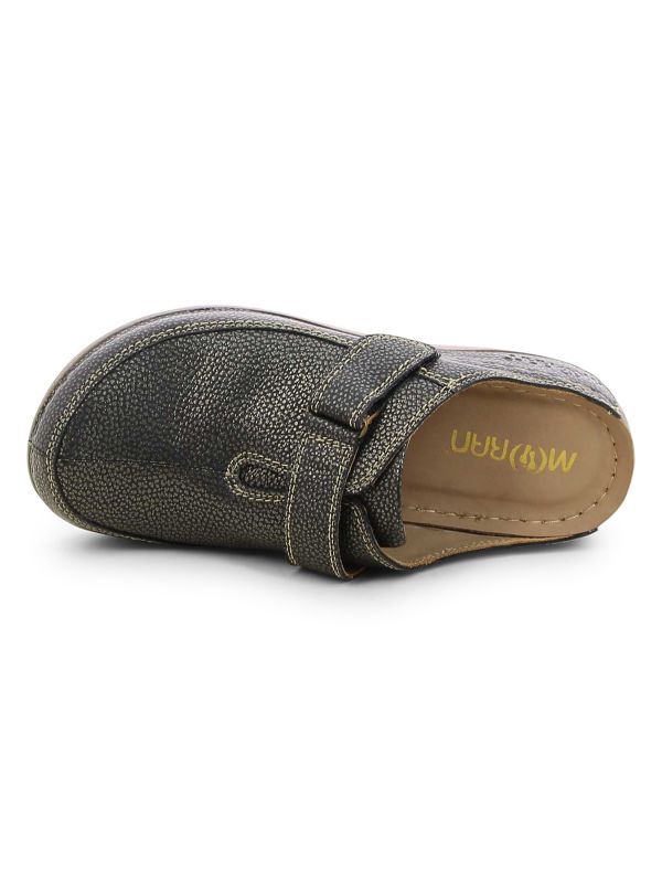 כפכפי נוחות מעור עם רצועת וולקרו לנשים