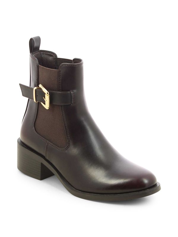 מגפון צ’לסי מעור חום עם אבזם זהב