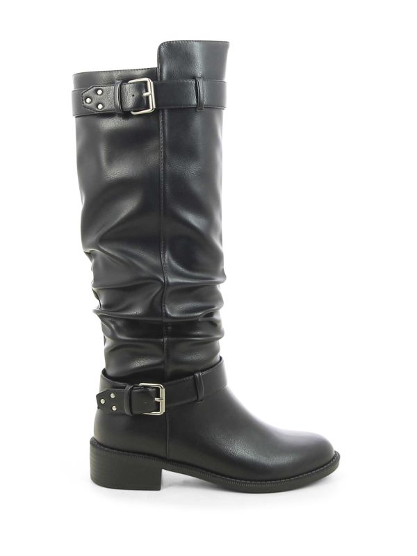 מגפי ברך גבוהים בדוגמת כיווצים לנשים