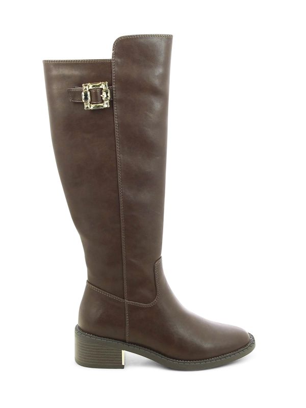 מגפי ברך אלגנטיים במראה עור לנשים