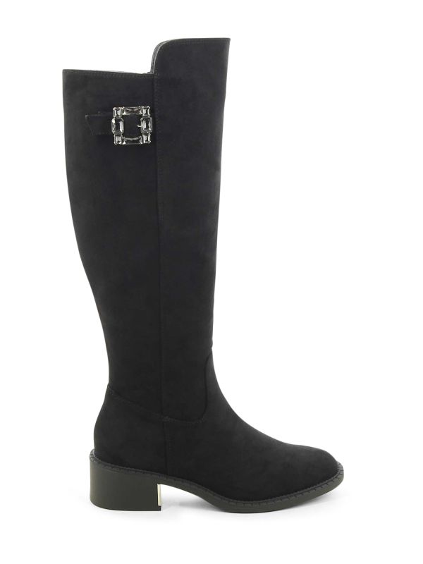 מגפי ברך אלגנטיים במראה עור לנשים