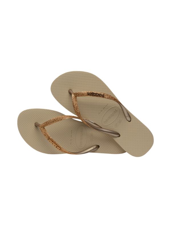 נעלי אצבע HAVAIANS סלים זהב נצנצים לנשים
