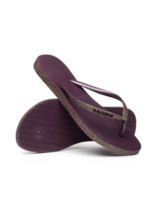 נעלי אצבע HAVAIANS סלים בורדו נצנצים לנשים