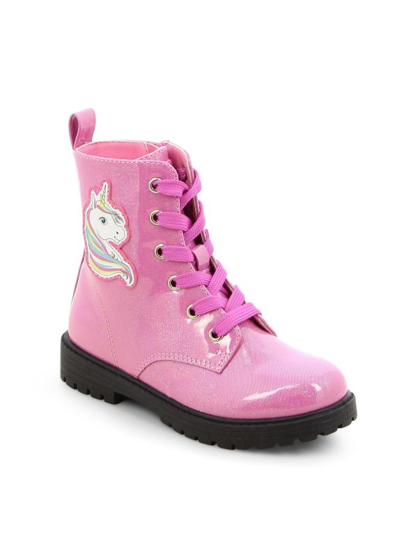 נעליים צבאיות מבריקות יוניקורן לילדות