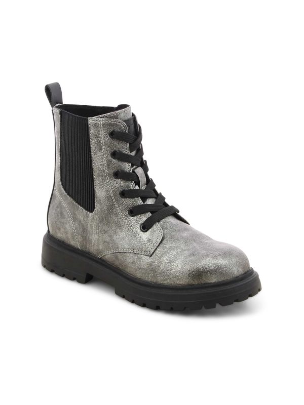 נעליים צבאיות מבריקות דוגמא משופשפת לילדות