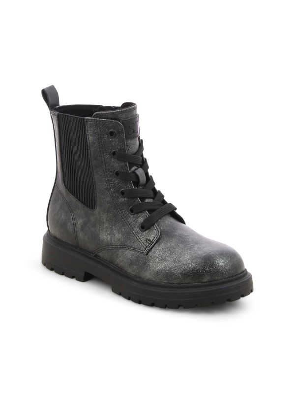 נעליים צבאיות מבריקות דוגמא משופשפת לילדות