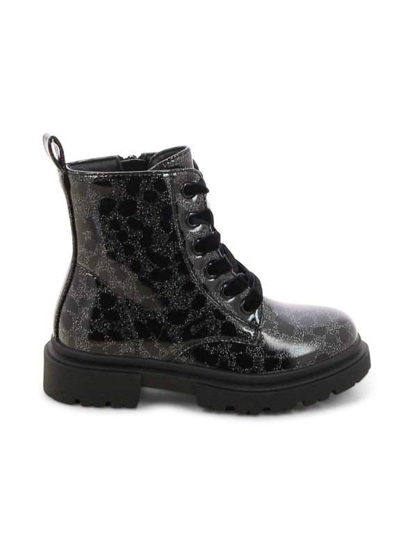 נעליים צבאיות מבריקות דוגמא מנומרת לילדות