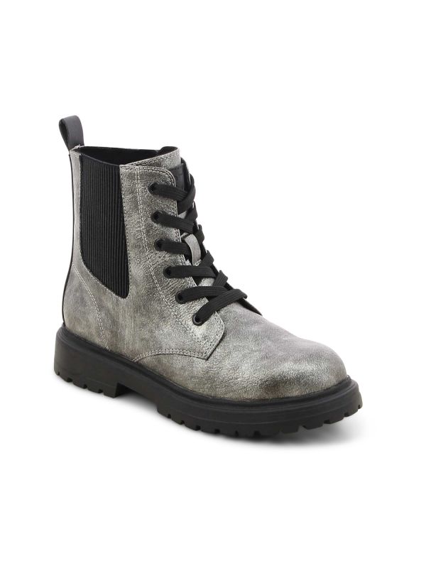 נעליים צבאיות מבריקות דוגמא משופשפת לילדות