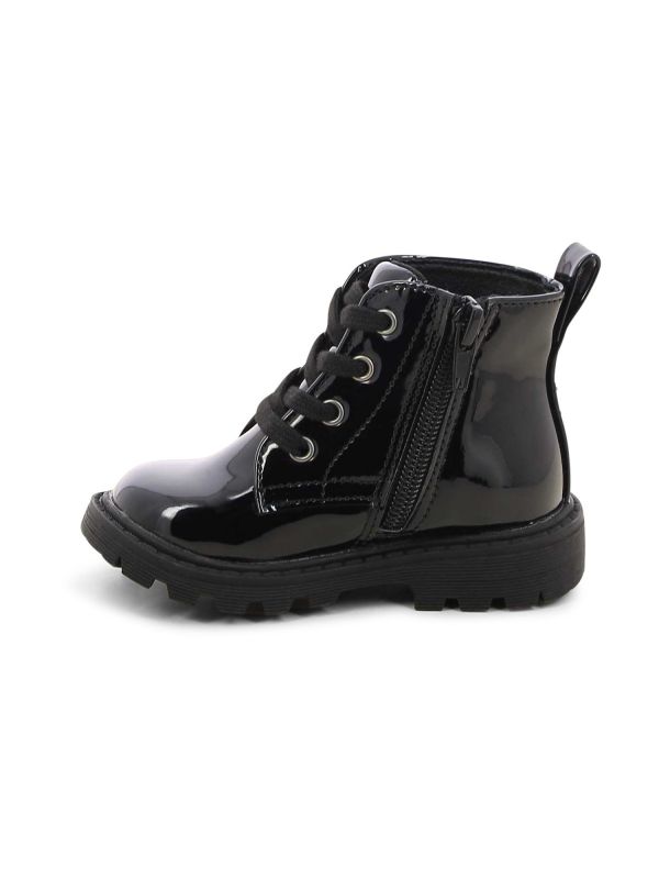 מגפוני לק שחורים עם לב מנצנץ לבנות