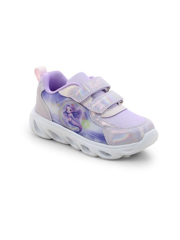 נעלי סניקרס ורודות עם הדפס בת הים לילדות