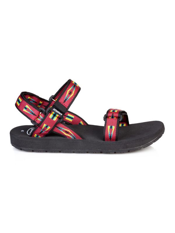 סנדלי שורש דגם קלאסי עם רצועות בהדפס גיאומטרי אדום לגברים