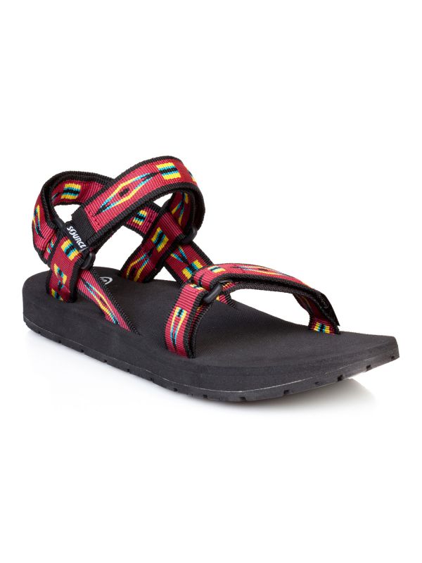 סנדלי שורש דגם קלאסי עם רצועות בהדפס גיאומטרי אדום לגברים