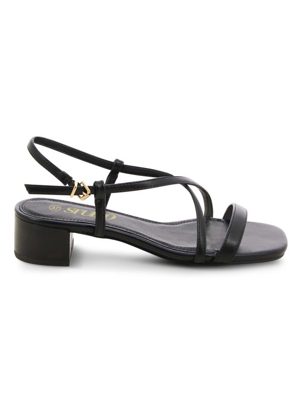 סנדלי ערב עם עקב מרובע